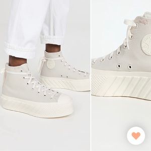 Platform converse limited edition pink beige taupe shoes grey sneakers 2”